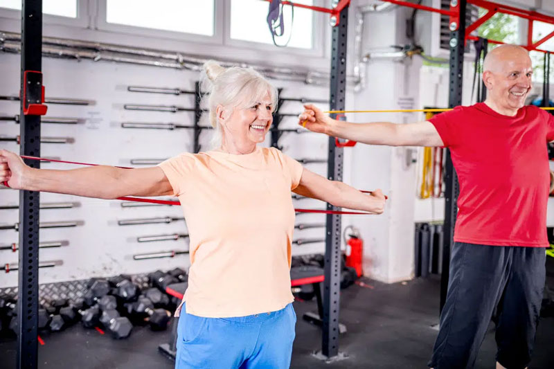 senior people resistance training